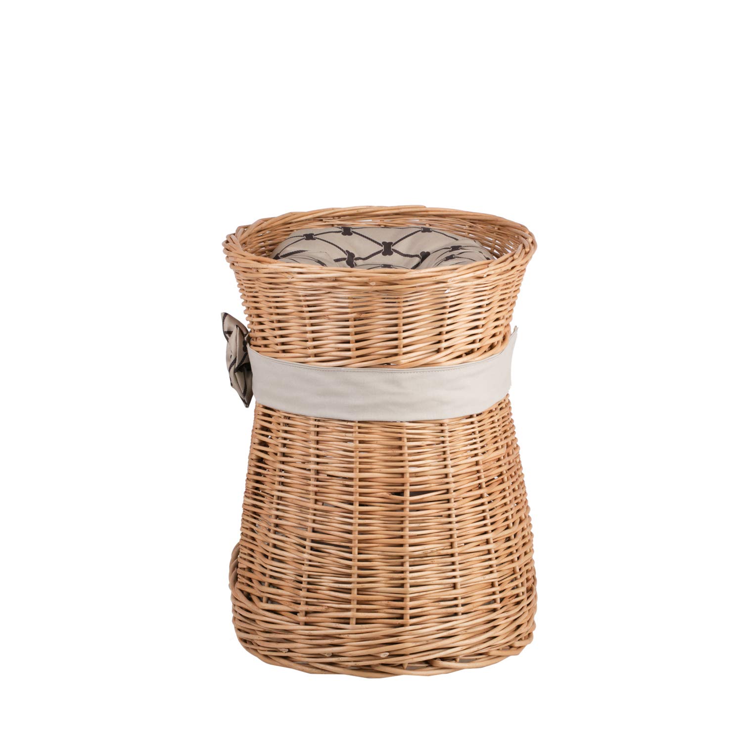 e-wicker24 Cuccia a 2 Piani per Gatti e Cani - Cesta in Vimini Fatta a Mano - Letto per Animali Interno Con 2 Morbidi Cuscini