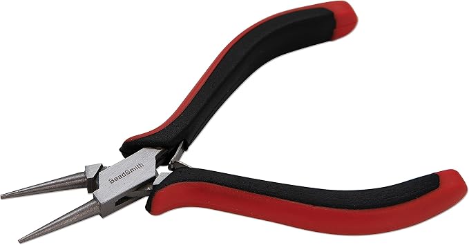 The Beadsmith Round Nose Pliers Fine Tips 5 inches (127mm) Ergonomic Handle with Double Leaf Springs Jewelry Making Tool for Creating Bracelets, Earrings and Necklaces