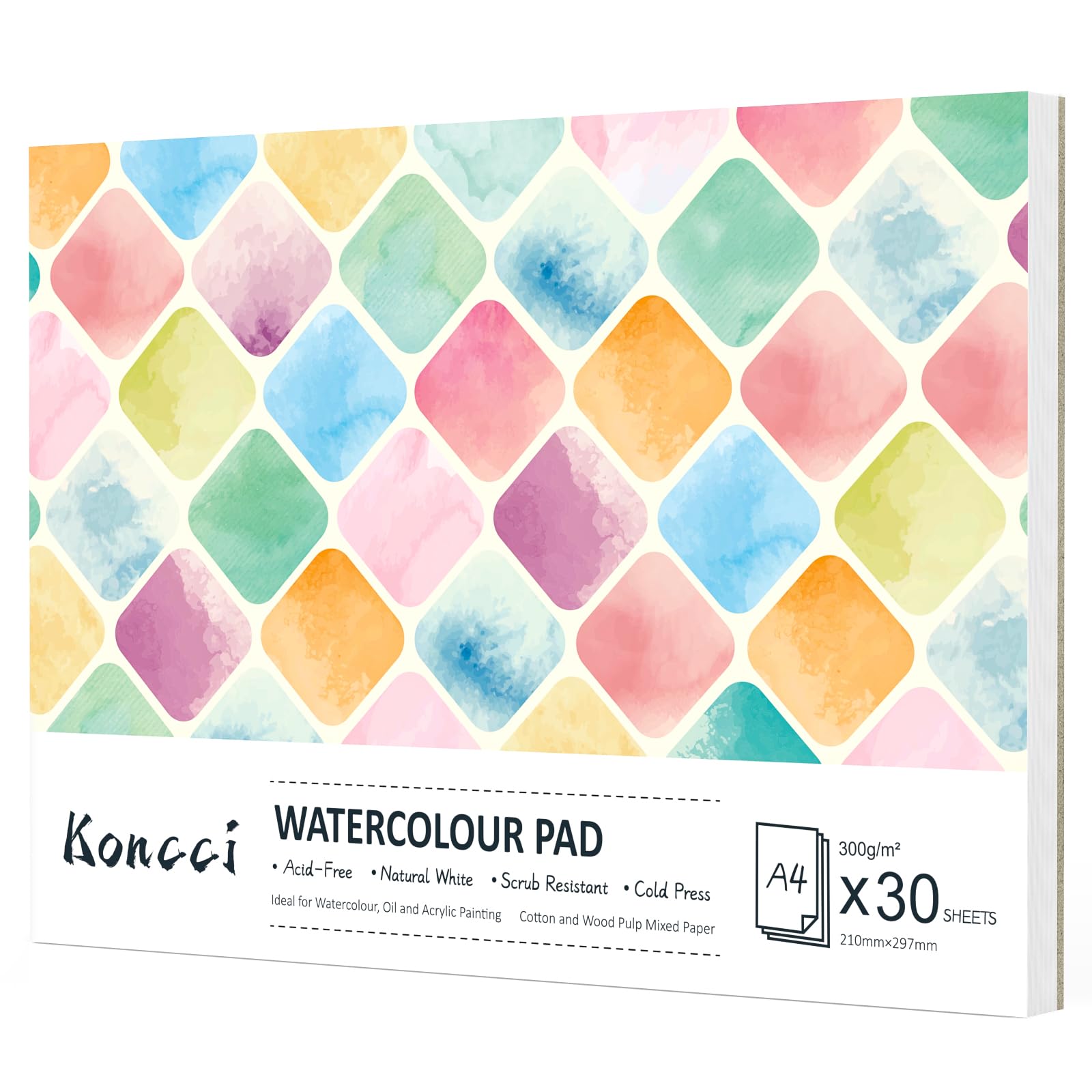 Koncci Watercolor Paper Pad A4, 40 Sheets Watercolor Sketchbook