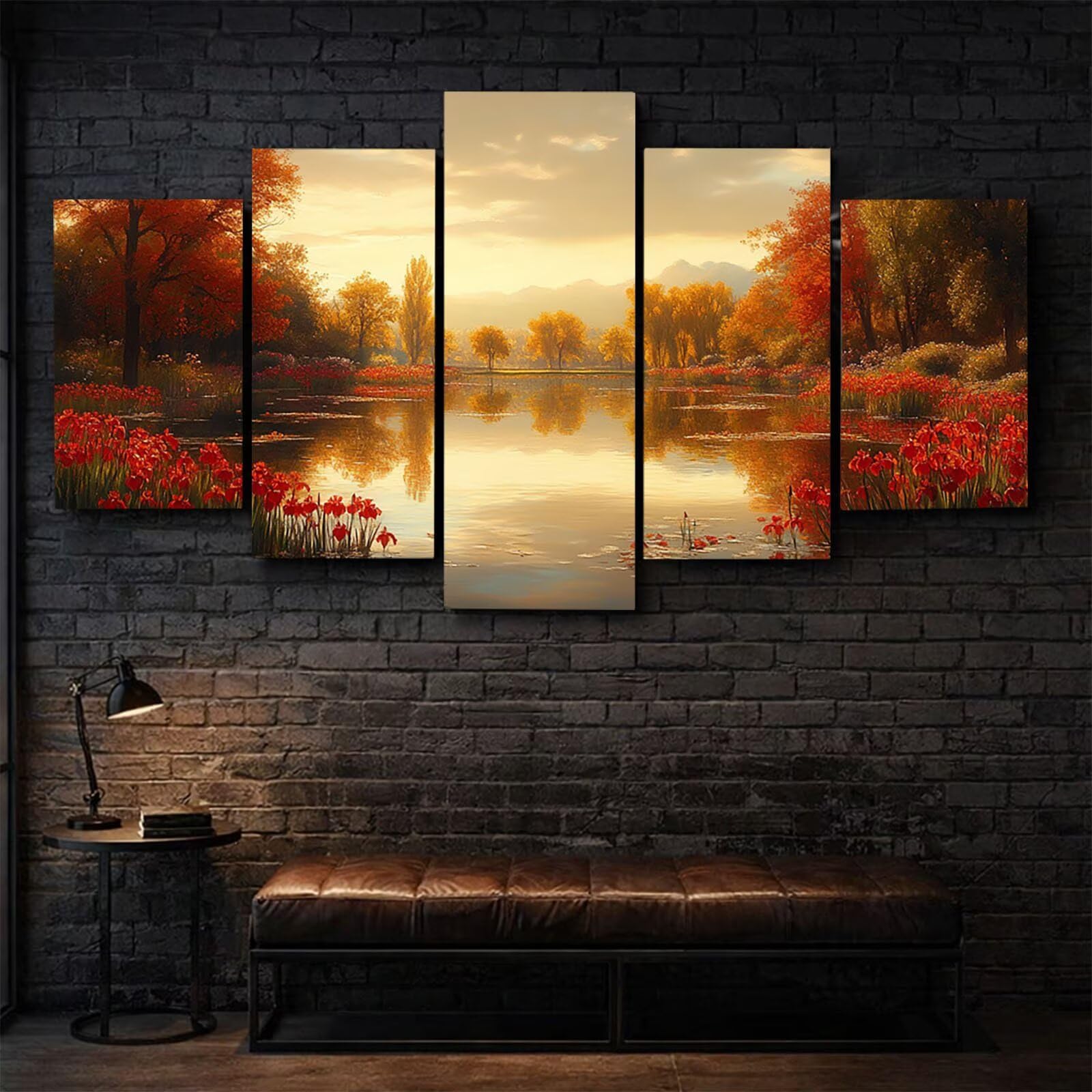 5 Pack Leuchtend Malen Nach Zahlen Erwachsene Baum Drei Größen YCBZ-1274 | DIY Set Erwachsene mit Pinselset Acrylfarben Set Fünf Leinwand zum Bemalen See für Deko Wohnzimmer Geschenke für Frauen