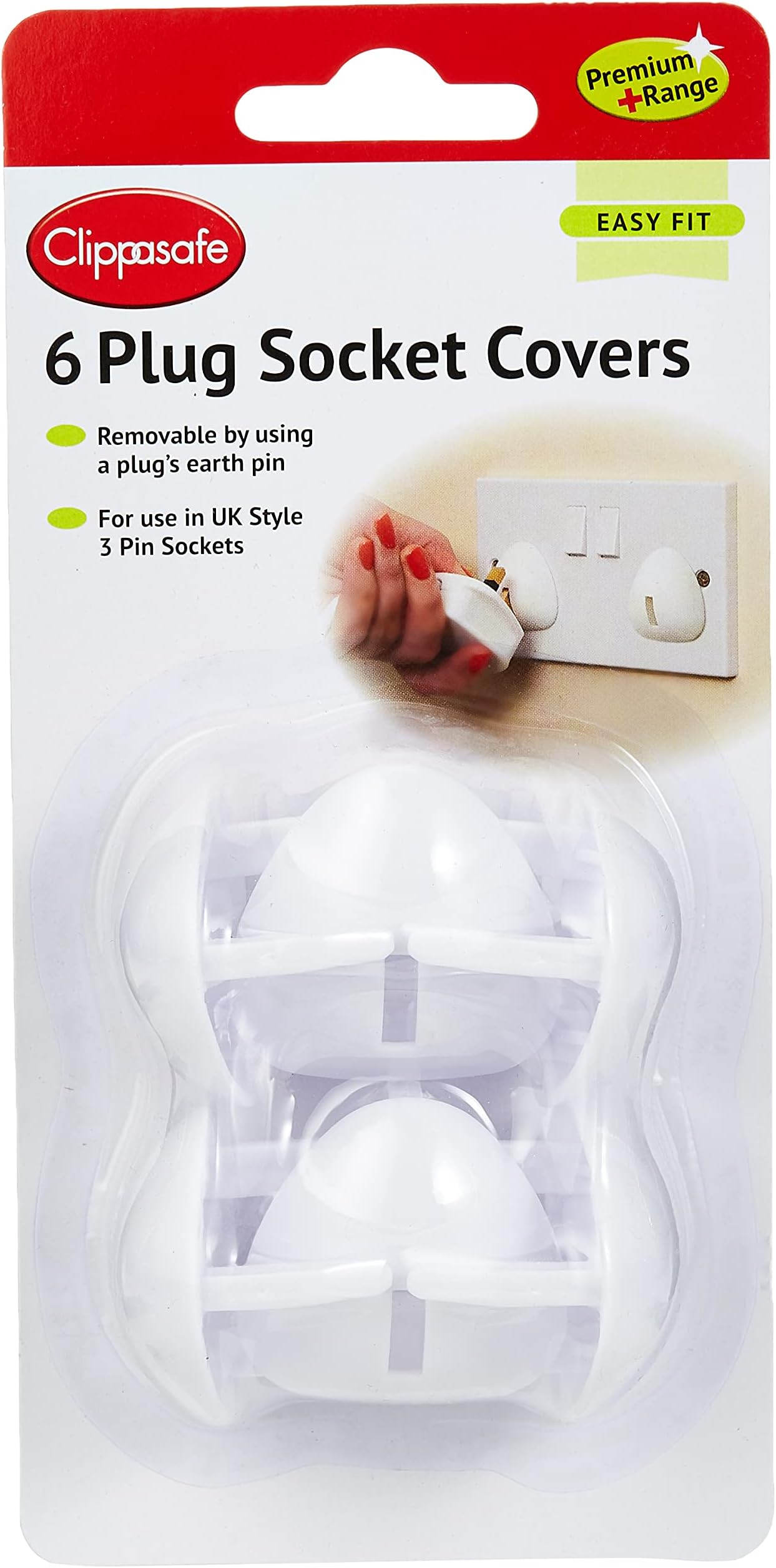 Clippasafe Child/Baby Safety UK Style Premium 3 Pin Plug Socket Plug Covers - 6 Pcs/Pack (White) |Guards For General Home And Children Safety