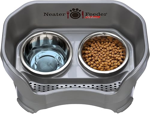 Miniatura 7 de Neater Pet Brands Neater Feeder Deluxe Cuencos para perros a prueba de derrames elevados para perros medianos 19-40 lbs, fabricado en EE. UU.,
