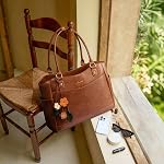 LOVEVOOK Laptop Bag for Women, Leather Vintage Work Tote Bag Computer Office Teacher Bag with Large Cup Holder