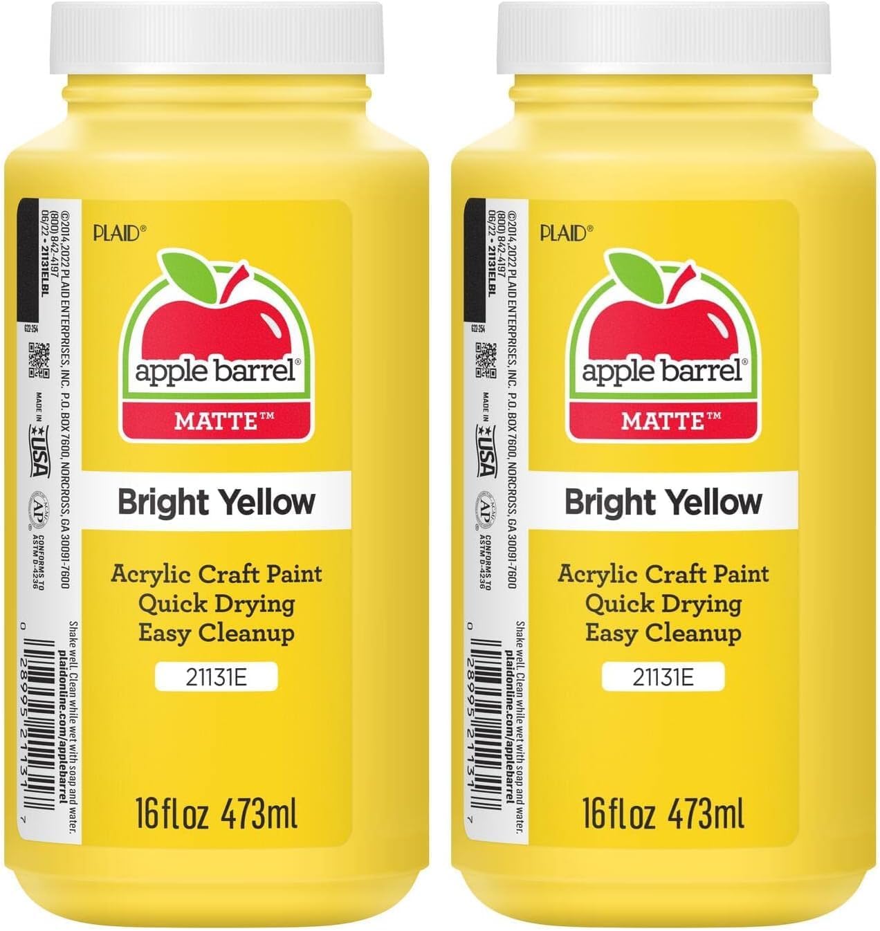 Acrylic Paint in Assorted Colors (16 Ounce), 21131 Bright Yellow (Pack of 2)