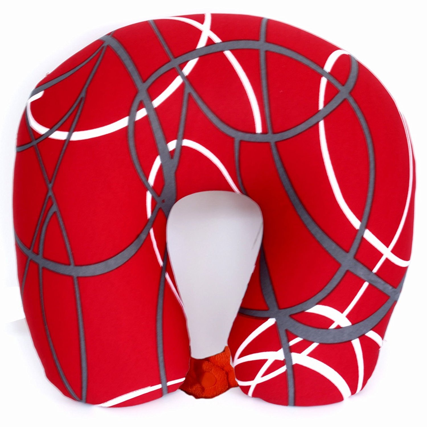 Bookishbunny U Shaped Micro Beads Microbead Neck Head Support Travel Pillow, 12"x12"x4" (WaveRed)