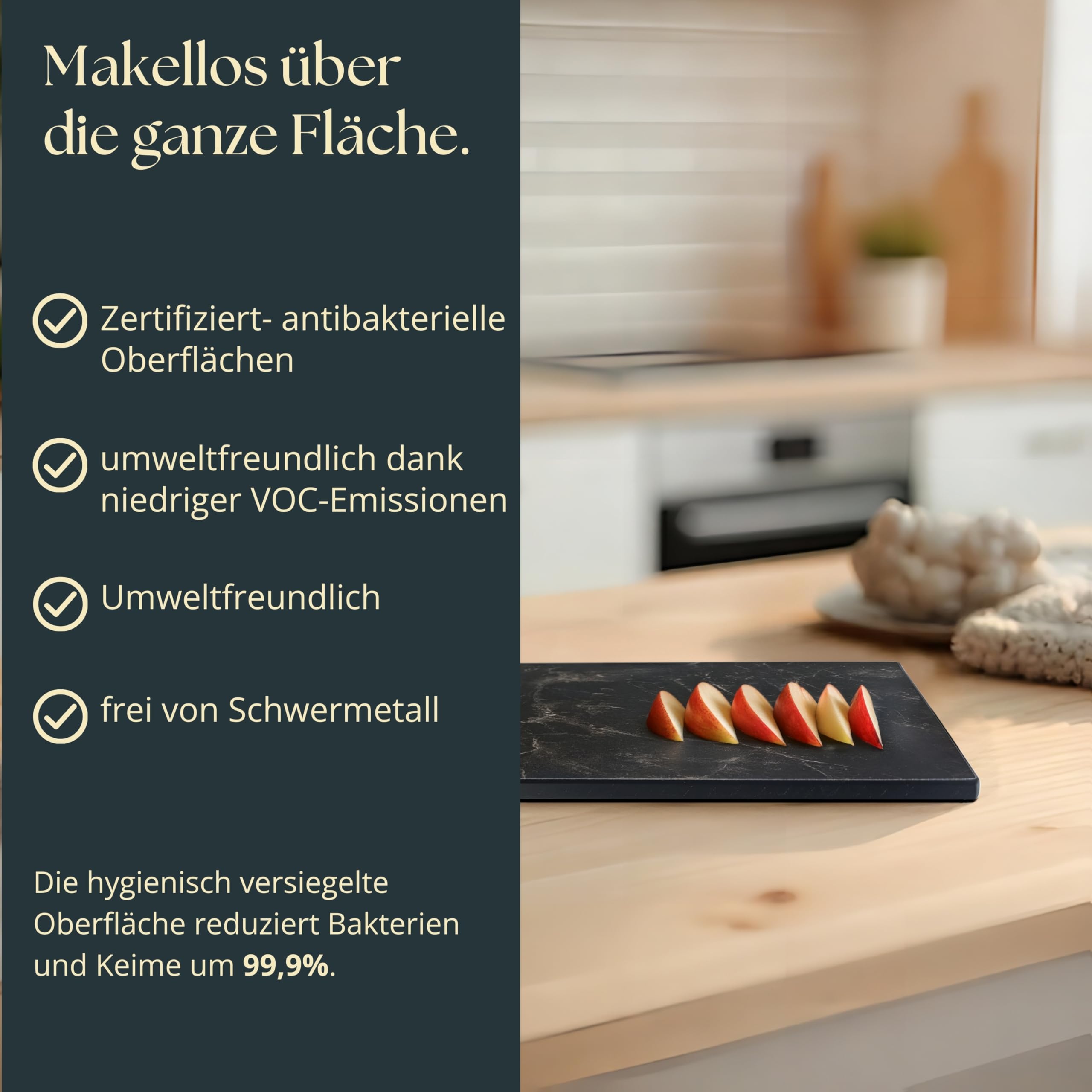 SCHNITTWERK premium Servierbrett aus Holz – 35x22 cm, 12 mm dick- ideal als Dekobrett & Frühstücksbrett, spülmaschinenfest, strapazierfähig, hitzebeständig, hygienisch, rutschfest und langlebig