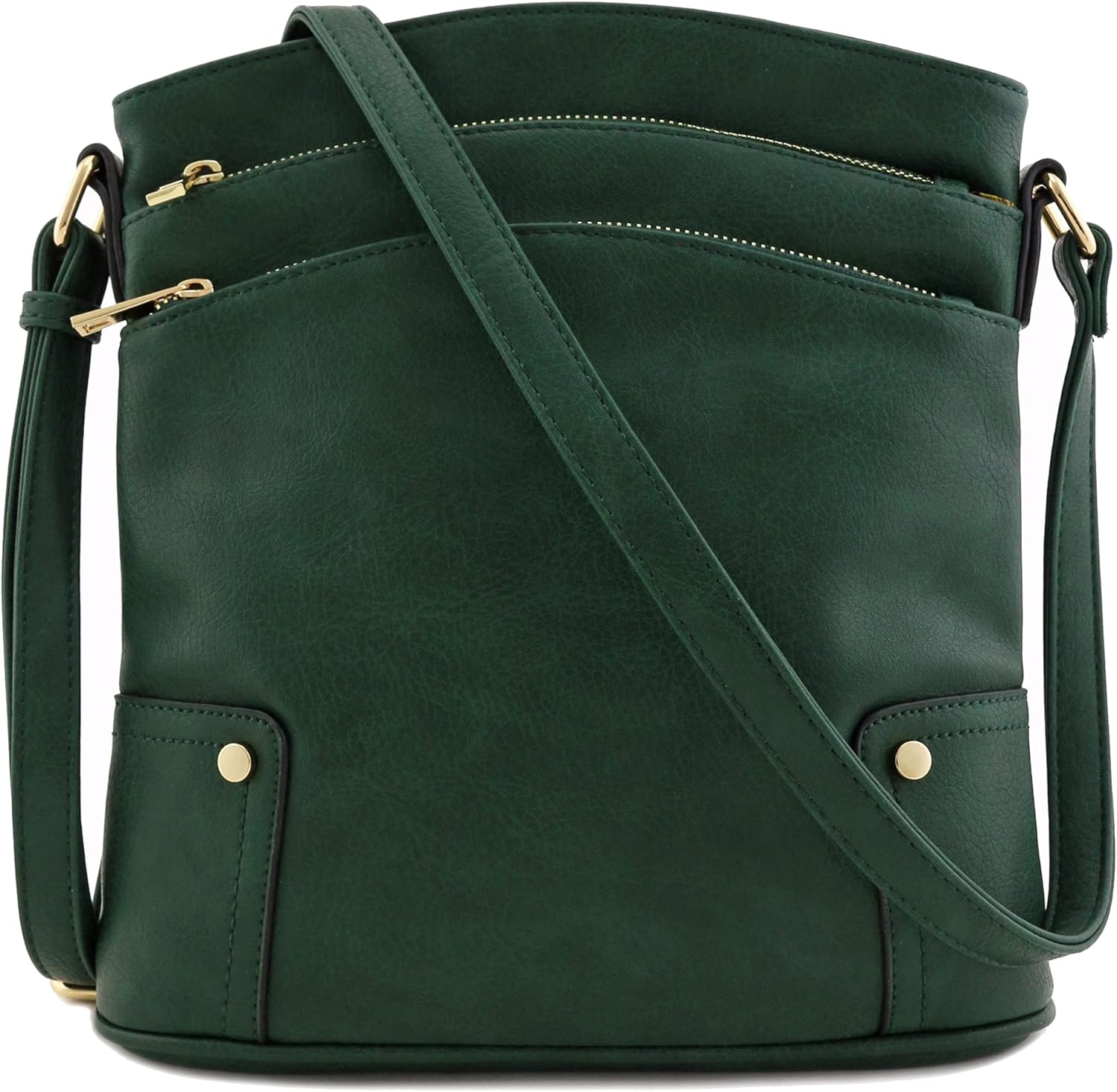 Triple Zip Pocket Large Crossbody Bag (Brown): Handbags: 