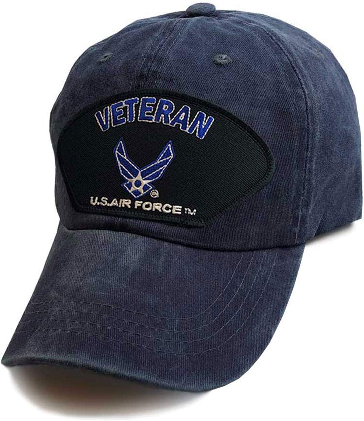 US Air Force Veteran Wings Patch on Vintage Blue Hat - Officially Licensed