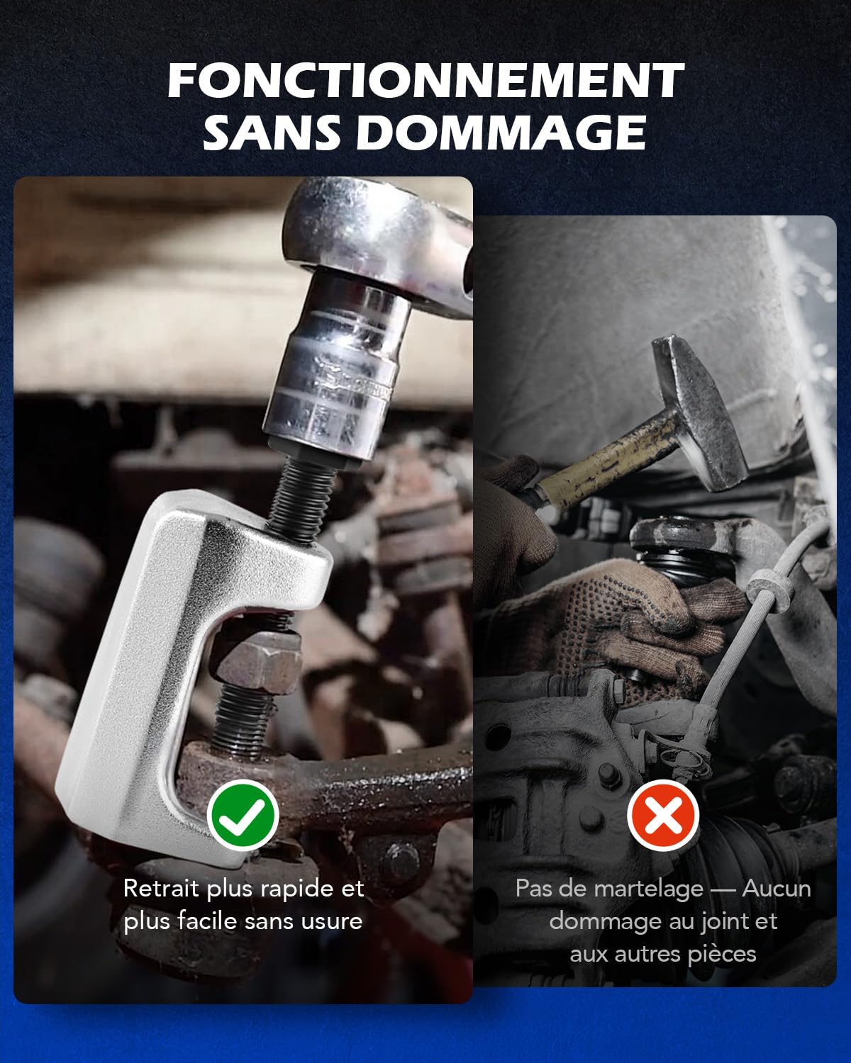 Orion Motor Tech Coffret 5-en-1 Extracteur de Rotule et Arrache-Rotule, Kit d'Outils pour Train Avant avec Séparateur de Rotule de Direction et de Suspension, Biellette et Bras Pitman (BS06)