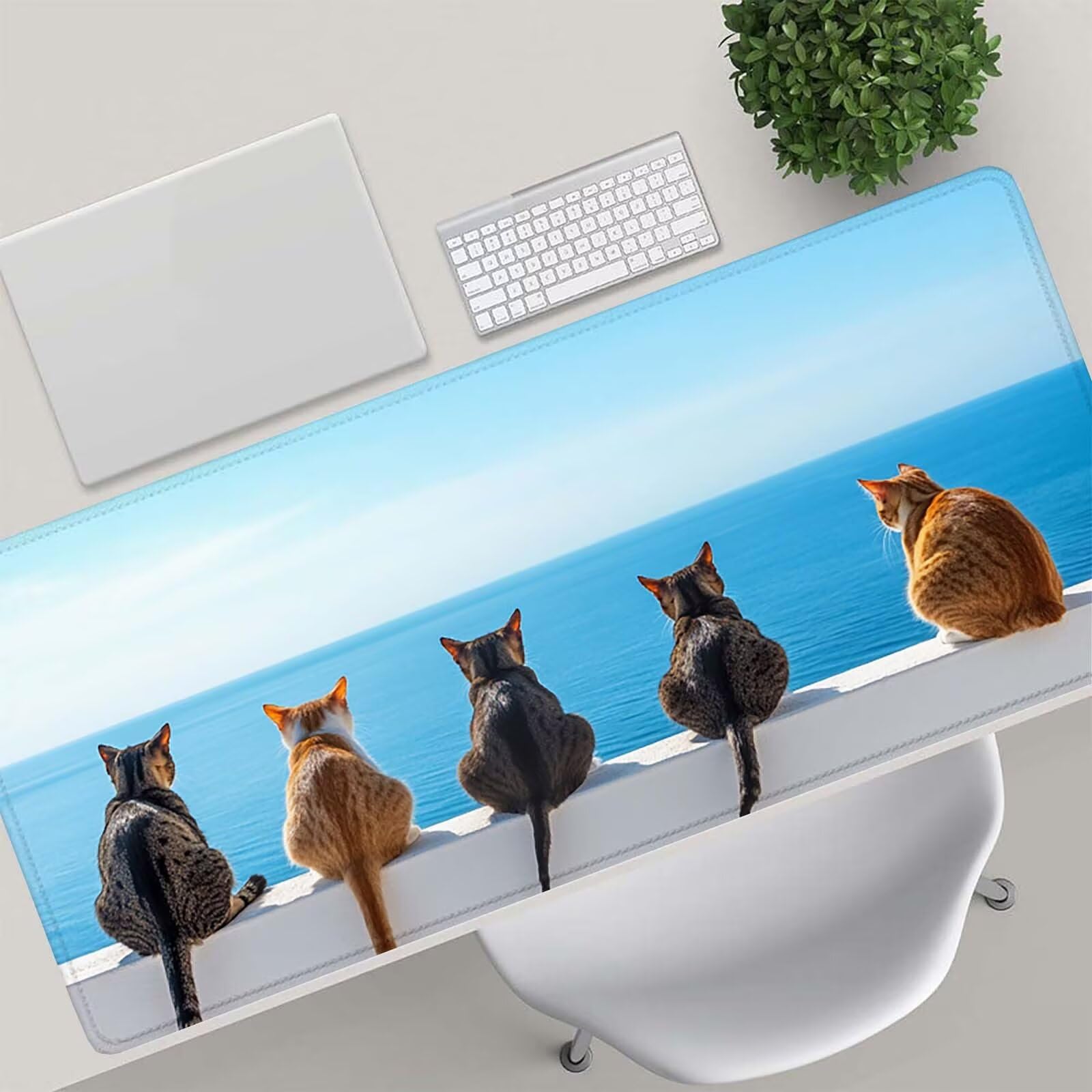 Tappetino Mouse Gaming, 1200x600mm Tappetino Mouse XXL spiaggia 0c0-248 | Mouse Pad Grande, Ottimizzato per i Sensori da Gioco, Migliora Precisione e Velocità, per Mac e PC, gatto