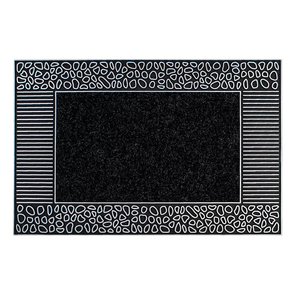 JVL Rico PVC and Carpet Indoor Metallic Doormat, Pebbles, Silver, 70 x 45 cm (Rectangular)