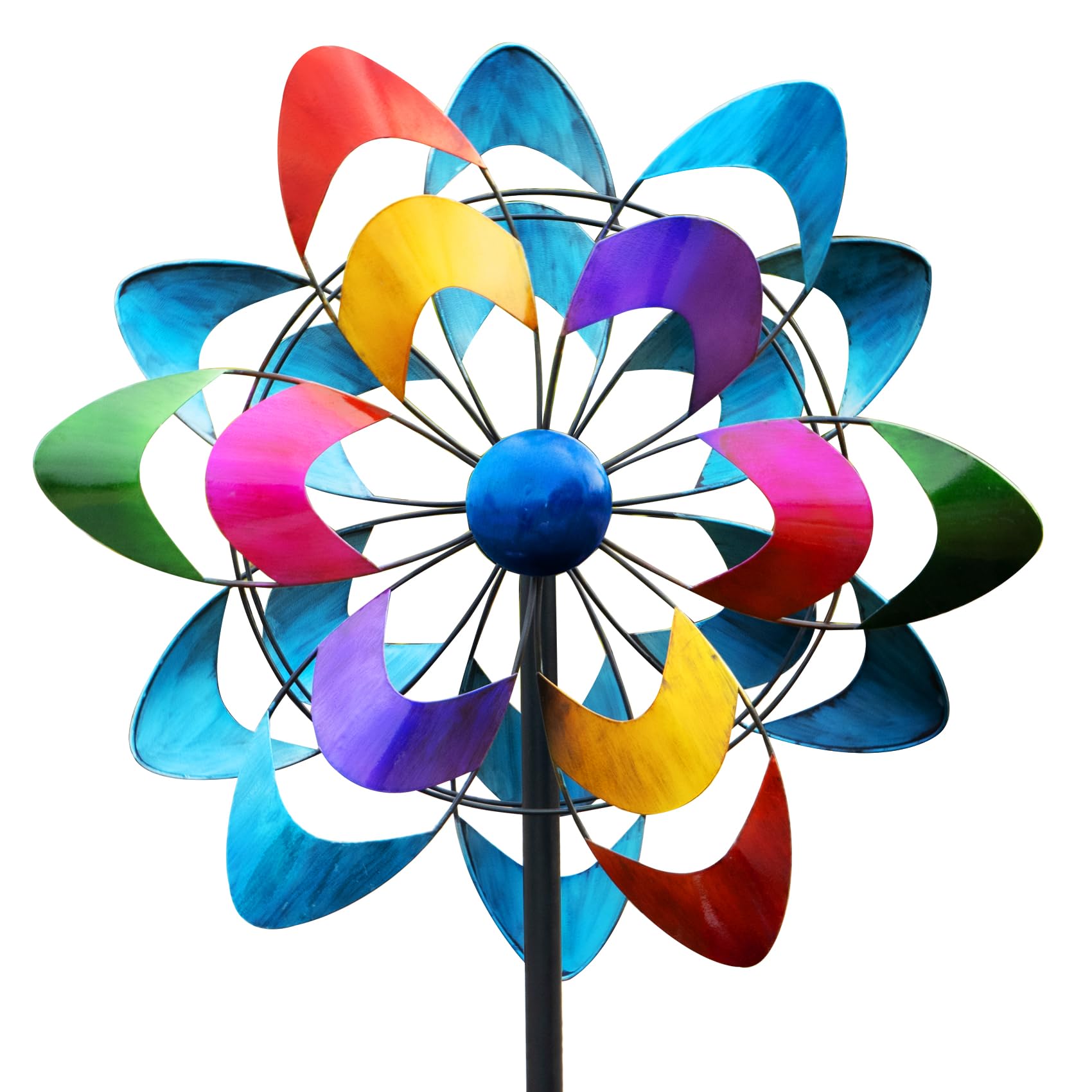 20" Dia Large Wind Spinners, Metal Kinetic Windmill Yard Art, Dual-Sided Colorful Wind Sculptures & Spinners for Outdoor Garden, Lawn Decor, Ideal Gift for Family Friend