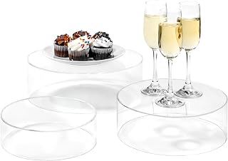 Red Co. Set of 3 Sizes (10", 8", 7") Acrylic Round Cylinder Display Nesting Riser Stands with Hollow Bottoms, Crystal Clear