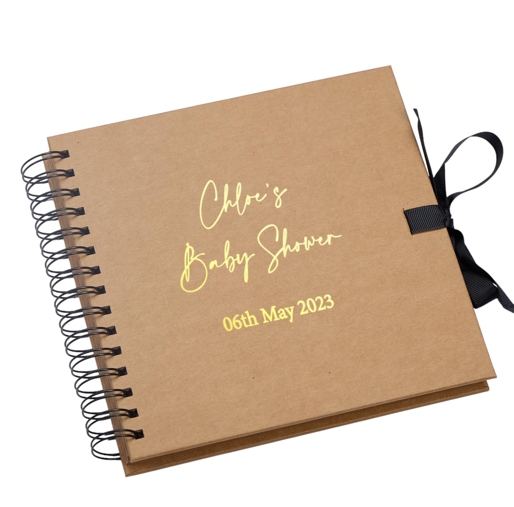Personalised Baby Shower Multiple Colour Guest Book Scrapbook or Photo Album Foil Print (Kraft Brown)