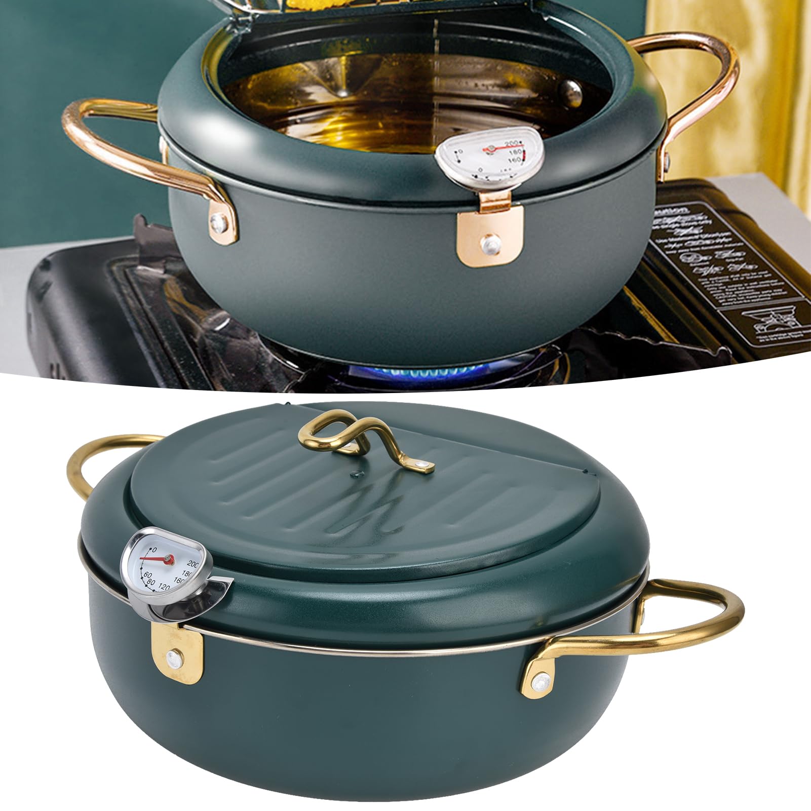 Friteuse Antiadhésive Lave-vaisselle Friteuse En Acier Inoxydable Avec Couvercle Égouttoir à Huile Friteuse Pour Induction Et Gaz
