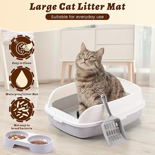 Miniatura 4 de Sliner El kit de 7 piezas de caja de arena para gatitos incluye 2 cajas de arena para gatitos, 2 cuencos para gatos, 1 alfombrilla antideslizante