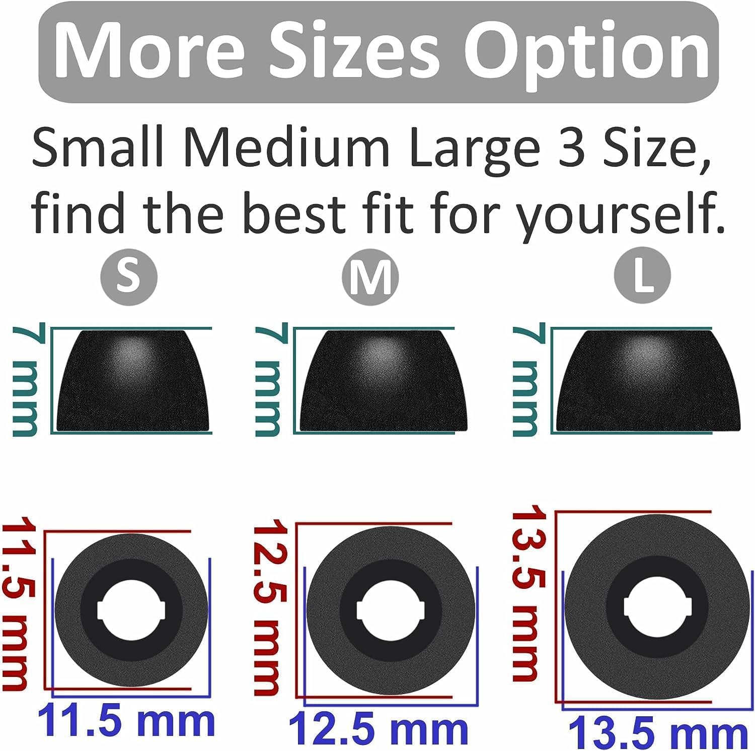 Replacement Memory Foam Ear Tips Compatible with Bose New QuietComfort Earbuds (2024 Released)/Timekettle M3 Translation Earbuds, Noise Canceling Foam Ear Tip,L/M/S 3 Size 3 Pairs,Black (2143PB)