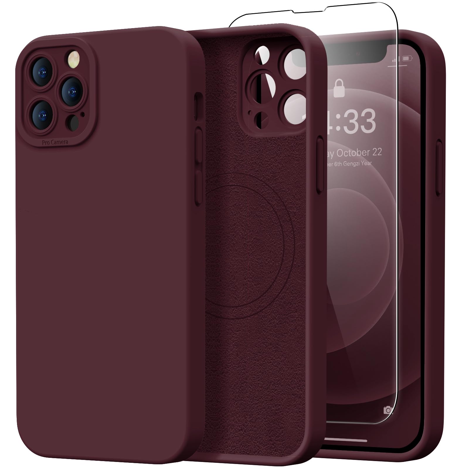 Coque Kiresen Pour IPhone 12 Pro Max - Silicone Liquide Avec Protection Appareil Photo Et Doublure Microfibre