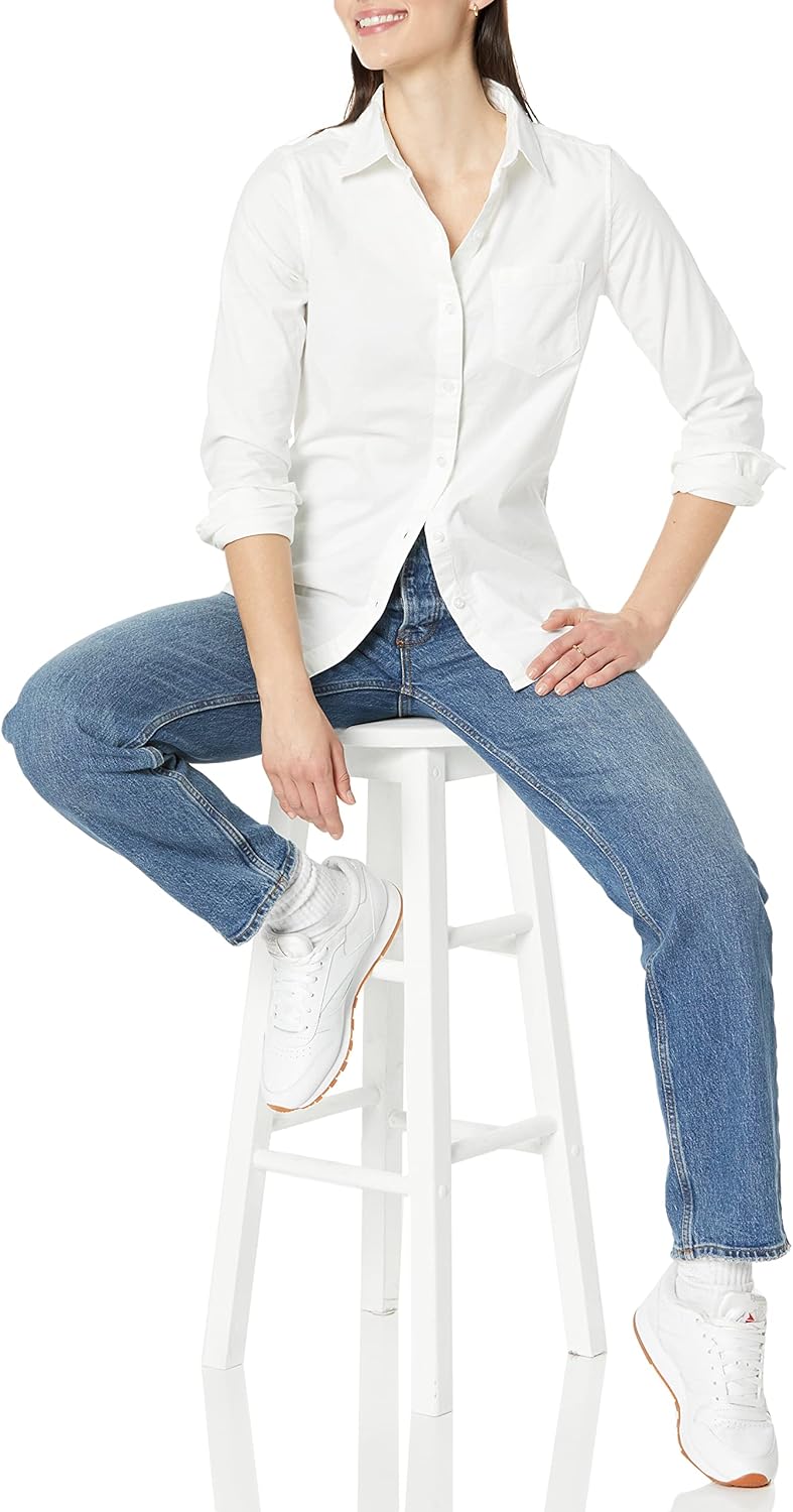 Amazon Essentials Women's Long Sleeve Button Down Stretch Oxford Shirt (Available in Plus Size) - Image 4