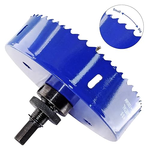 Vista 29 de Luomorgo - Sierra perforadora de 4 pulgadas/100 mm, acero de alta velocidad, profundidad de corte 1 1/4 pulgadas, adaptador de broca hexagonal