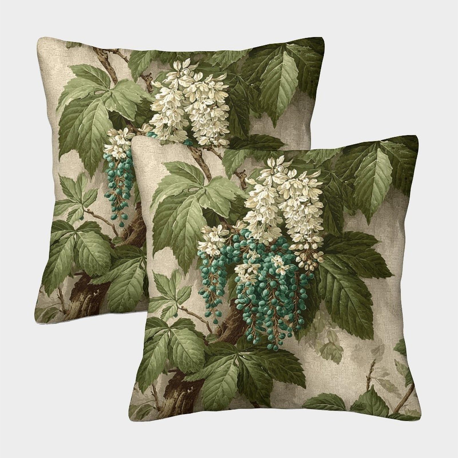 Felasbuid Style-6 Floral Vine Pattern—Botanical Garden Style Pillow Covers 2 Pack Cozy Pillowcases Art Cushion Case With Zipper Decorative Sofa For Living Room Bedroom 45X45cm