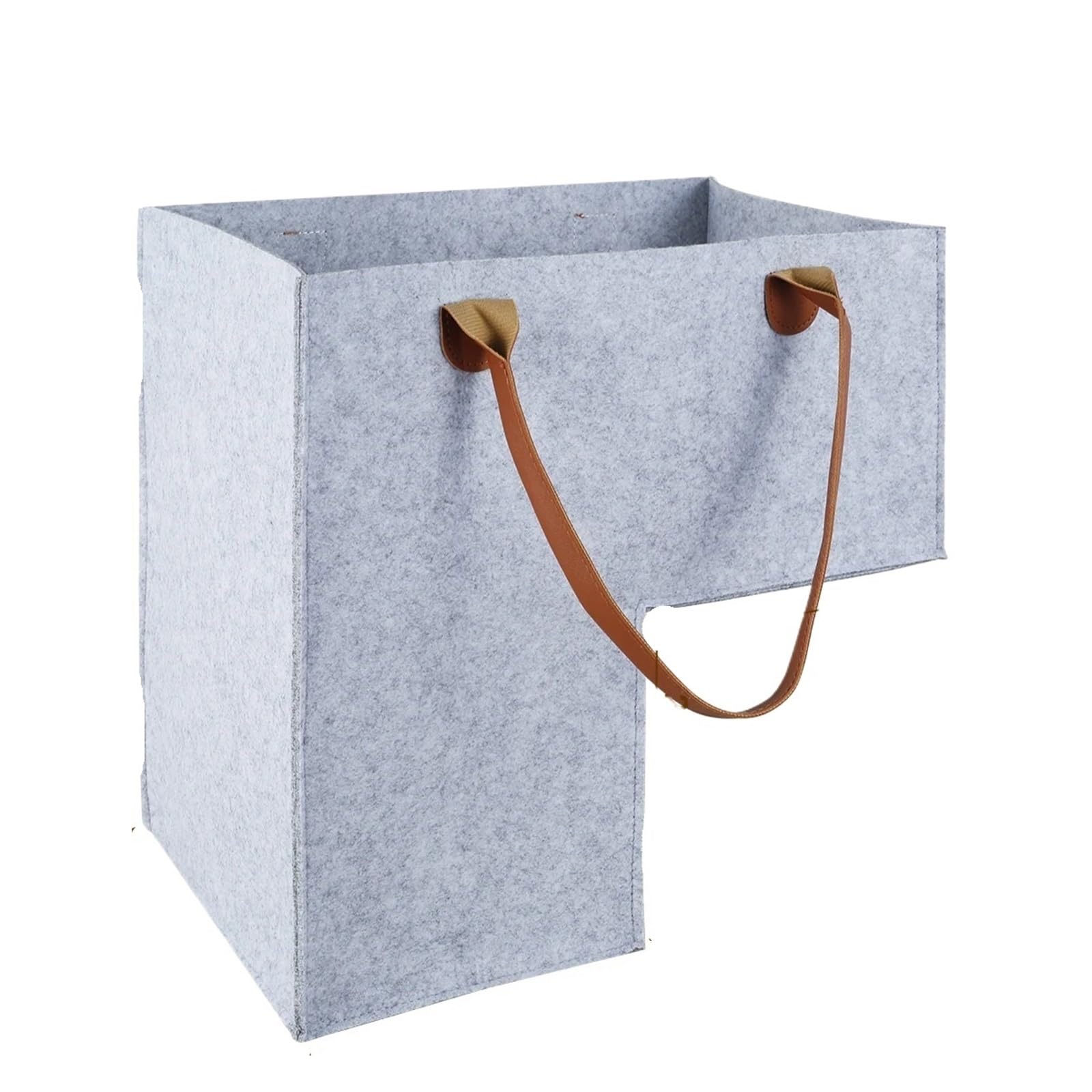 Felt Staircase Basket With Stainless Steel Handle L-Shape Stair Laundry Storage For Sundries Toys Organizer For Carpeted(Color2)