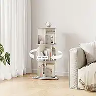 3-Tier Rotating Bookshelf, 360° Spinning Corner Bookcase with Display Stand - HDPE Plastic Book Storage Organizer for Bedroom, Home Office, Classroom, Living Room