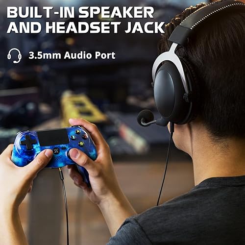 Vista 7 de Wireless Controller for PS4, Controller for Sony PlayStation 4, Double Shock 6-Axis Motion Sensor, Sensitive Touch Pad, Built-in Speaker & Stereo