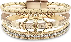 Btysun Bracelets for Women,Stocking Stuffers for Teens Birthday Gifts for Mom Inspirational Gift for Women Mother's Day Daughter Wrap Bracelet Sister Friend Teen Girl Gifts Leather Layered Jewelry Valentines Gift for Her