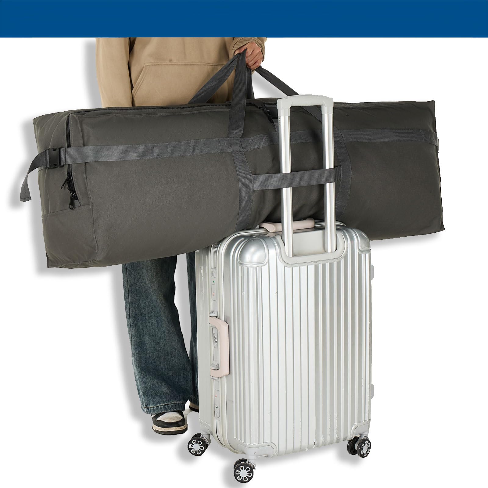 Arxus Duża Podróżna Torba Duffle, 180L Składana Bagaż Podręczny Weekendowa Nocne Holdall Bagażowa Składowanie Torby dla Damska Mężczyzn do Podróży Lotniczej Kemping Przeprowadzka