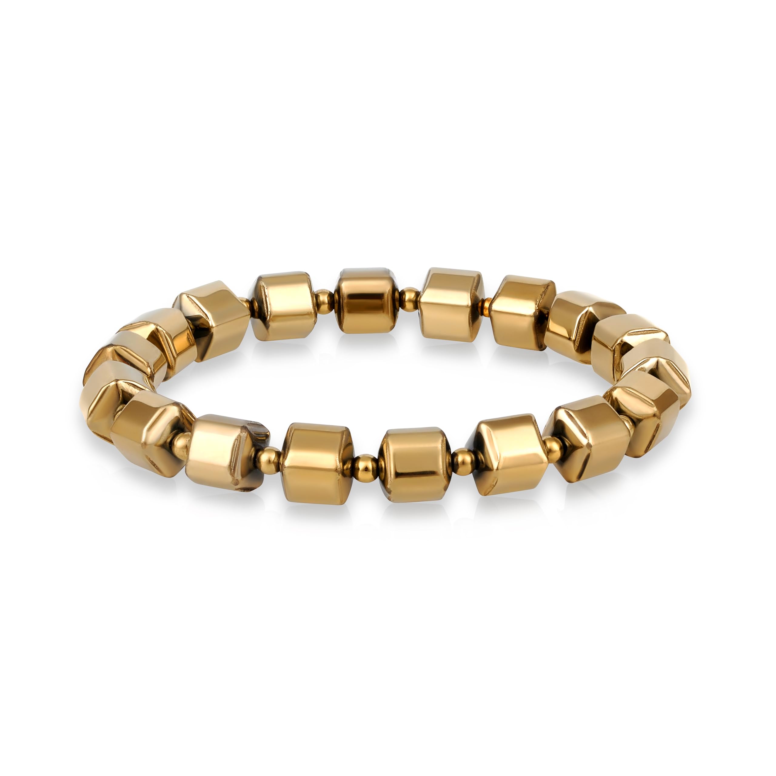 Sponsored Ad - Semi Precious Stone Bracelet - Cube Hematite - 8mm | Beaded Bracelet for Money, Success & Positive Energy | Return Gifts for Guests