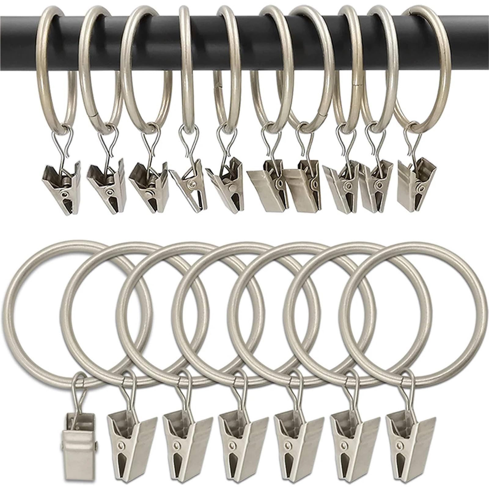 40Pcs Metal Curtain Clips with Hook Sturdy Window Home Decor Accessories For Curtain(Sliver)