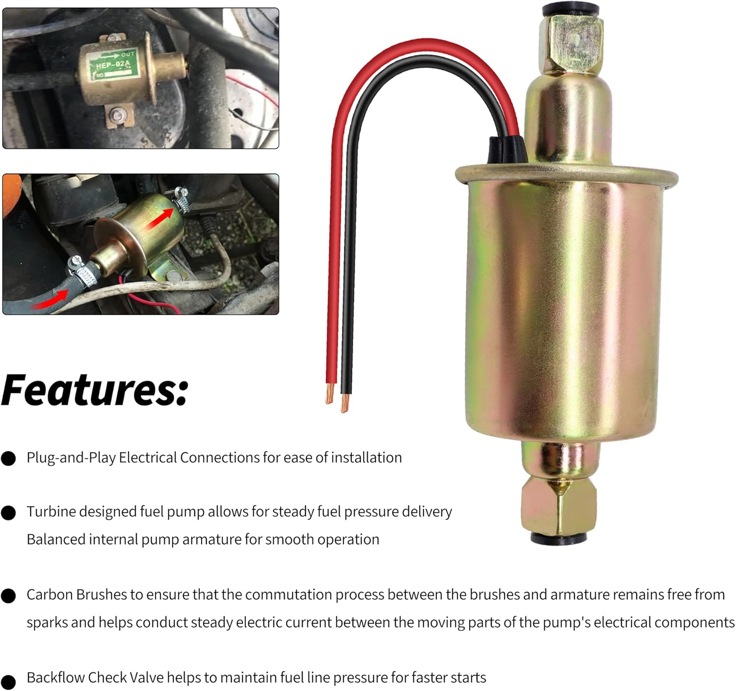 6 Volt Electric Fuel Pump Compatible with Buick 1927 1928 1929 1930 1931 1932 assist or primary Pump 4-7PSI
