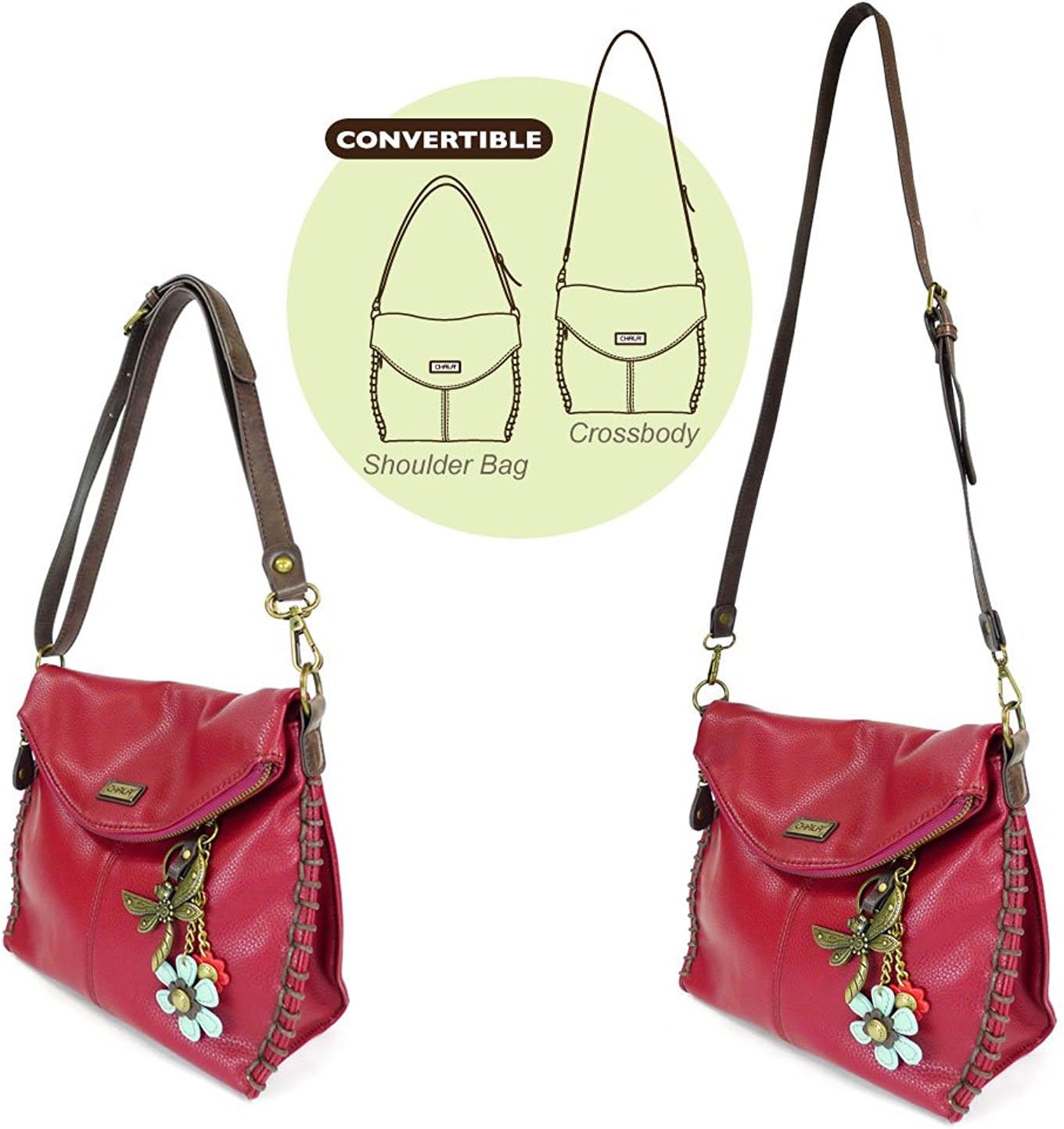 Charming Crossbody Shoulder Purse in PU Leather with Teal Butterfly Purse Charm - Image 2