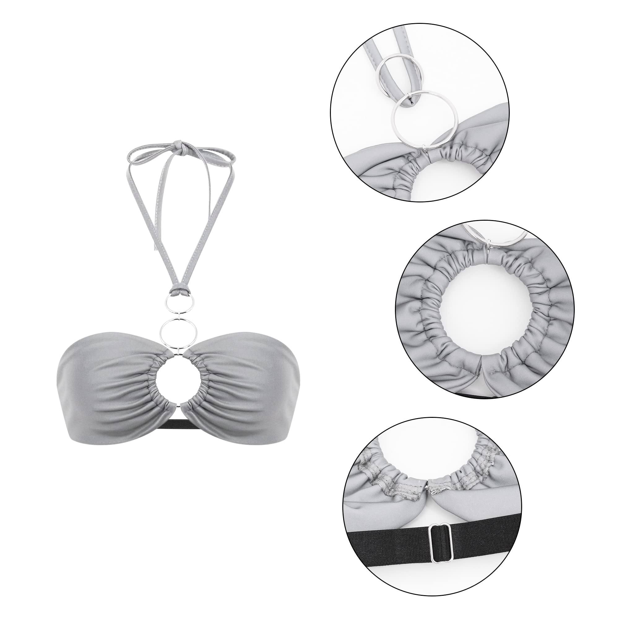Giovacker Blusa corta con lentejuelas brillantes para mujer, sexy, cuello en V profundo, tirantes delgados, camiseta sin mangas, blusa de fiesta
