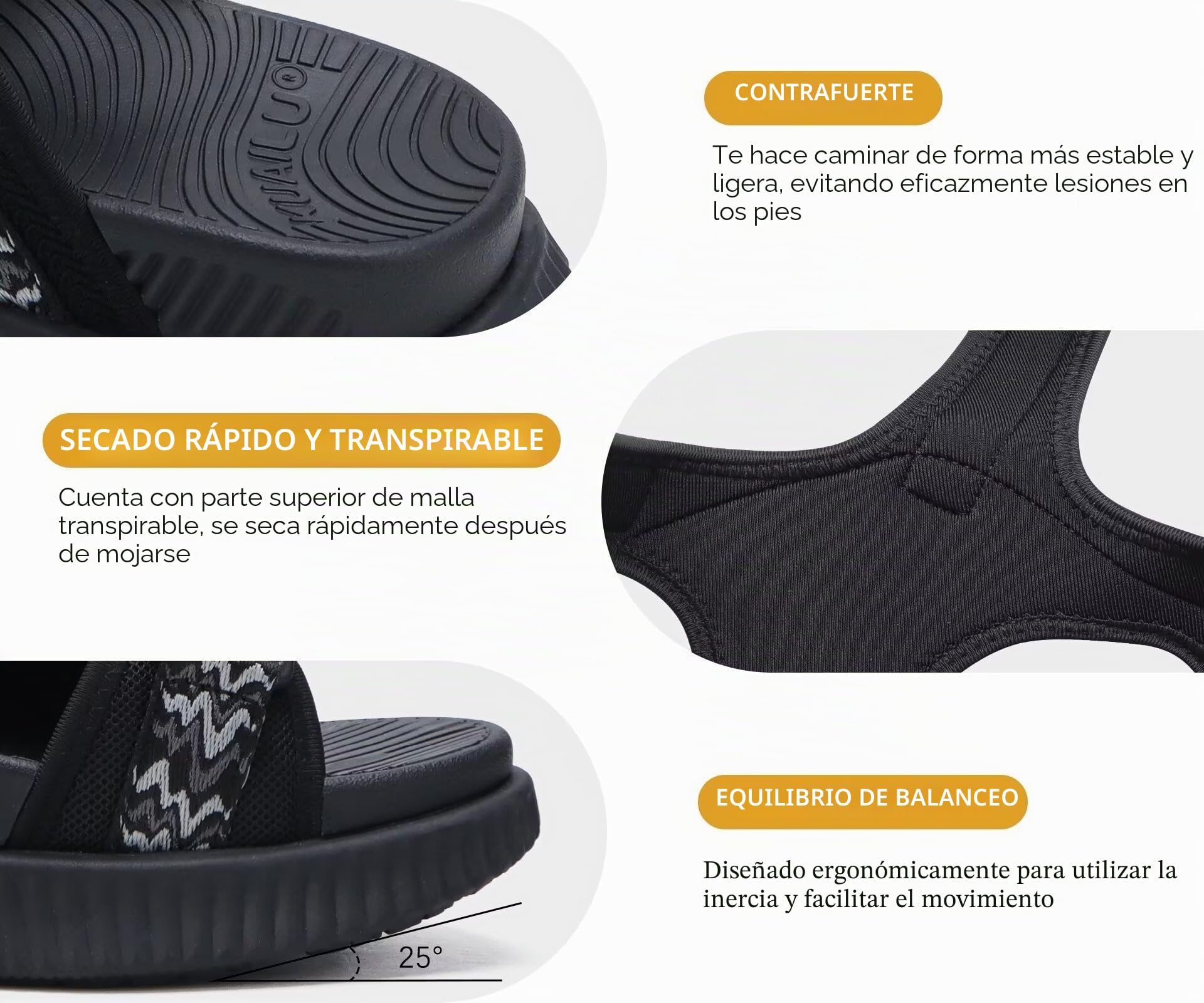 KuaiLu Sandalias Trekking Deportivas Mujer Ortopedicas Senderismo Sandalias | Comodas Caminar Fascitis Plantar Sandalias Verano Abierta Ligera Cuero Ajustables Antideslizantes Sandalias Montaña Negro 38