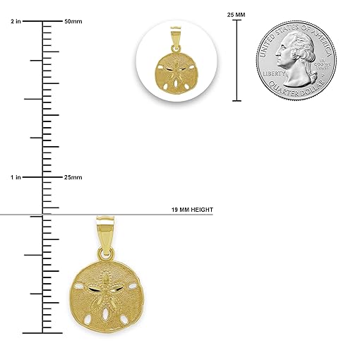 Miniatura 3 de Gold Small Sand Dollar Charm - 10 Karat Solid Gold - Dainty Sand Dollar Pendant - Ocean Beach Seashell Charm - Charms For Necklaces, Bracelets,