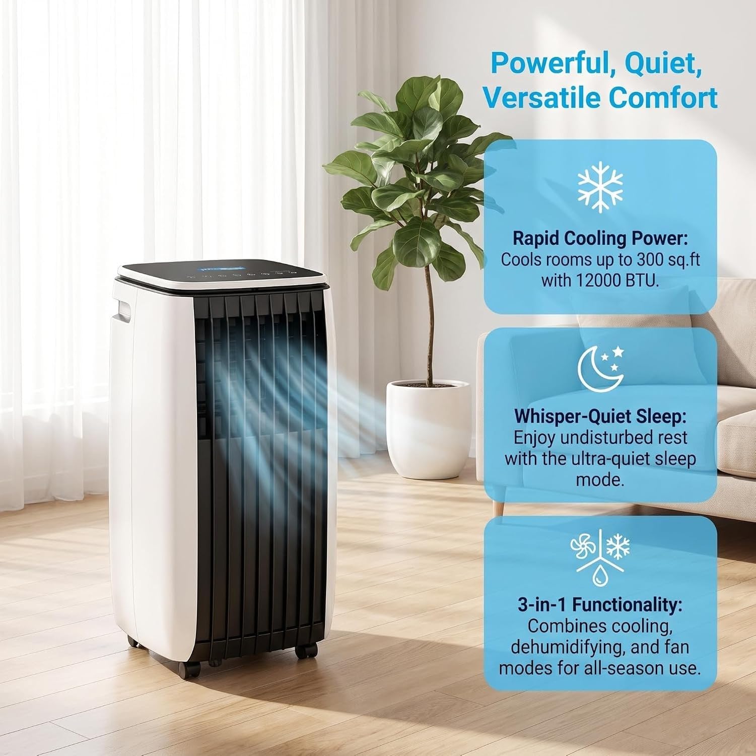 Aire Acondicionado Portátil 12000 BTU Solo Frío, Unidad de Aire Freestanding con Ruedas, Compacto para Salón y Oficina, Blanco., C+Hot & Cold 14000 BTU, C+Hot & Cold 14000 BTU