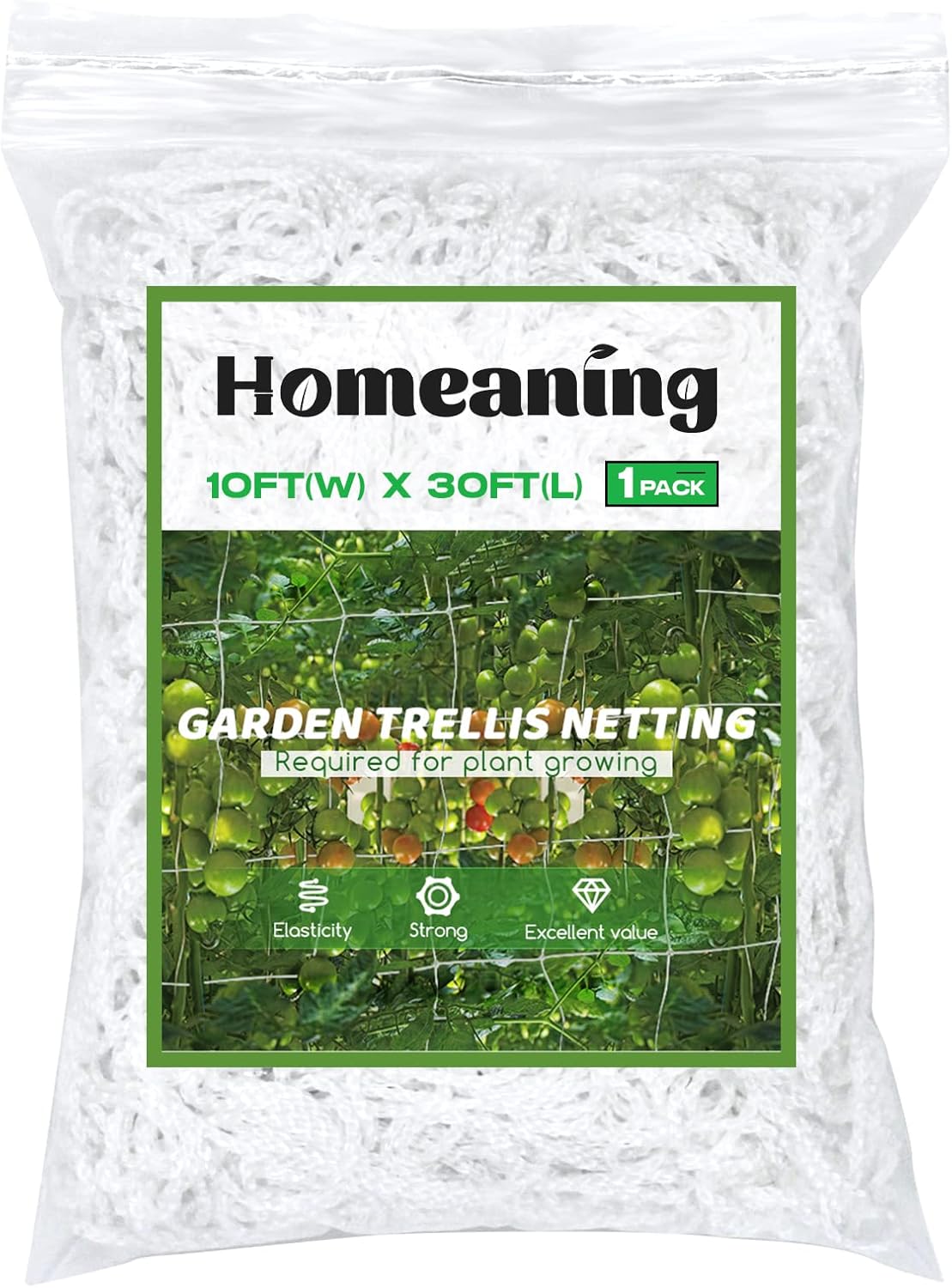 HOMEANING 10 x 30ft,1 Pack White Garden Trellis Netting