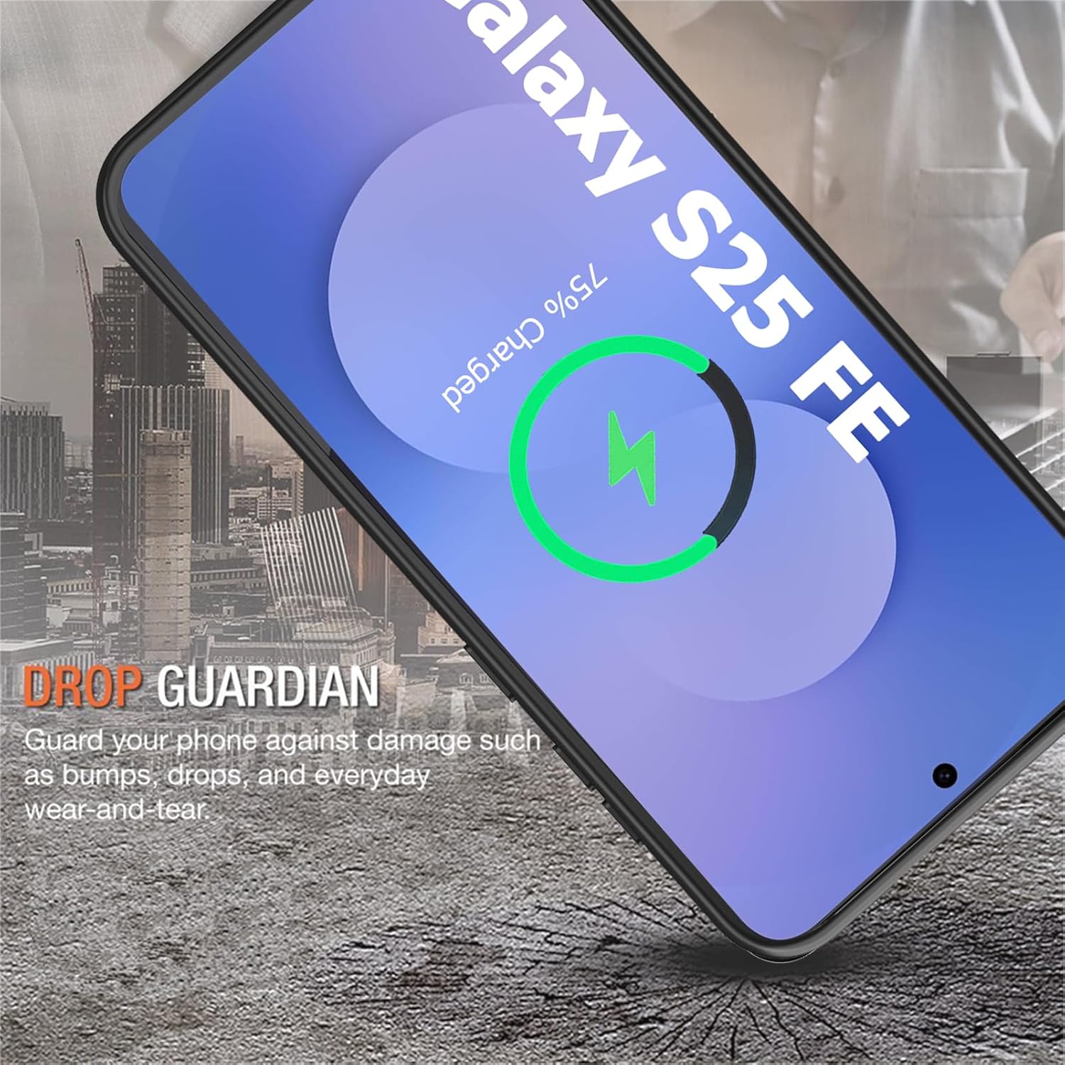 Battery Case for Galaxy S25 FE,12000mAh Portable Protective Smart Wireless Charging Case Support Carplay Compatible with Galaxy S25 FE(6.7 inches)Rechargeable Extended Battery Charger Case(Black)