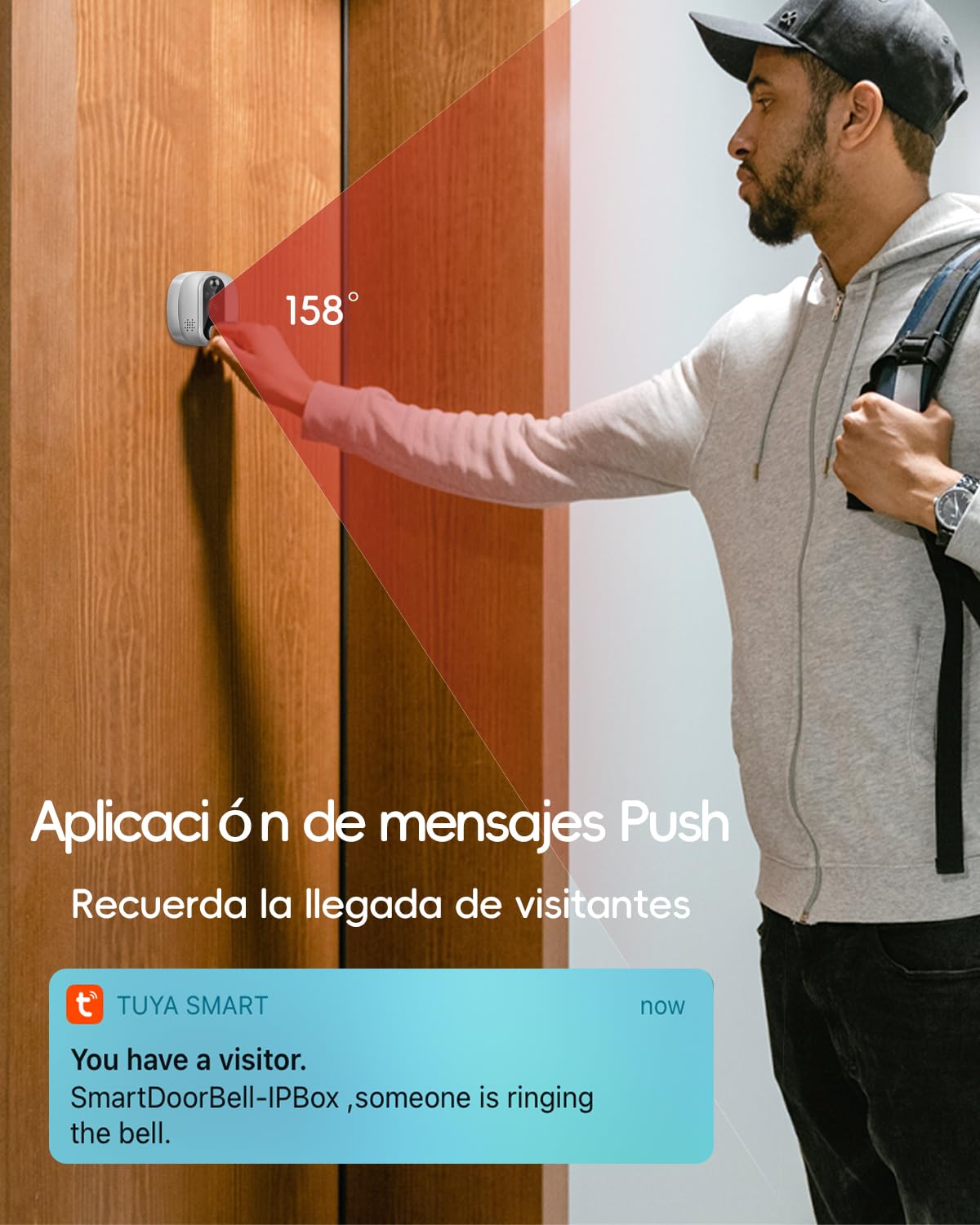 JeaTone Mirilla Digital Puerta Wifi,Mirilla Puerta con Batería Recargable 5000mAh,Mirilla Digital con 1080P Camara Puerta Mirilla,PIR Detección de Movimiento,Audio Bidireccional,Ángulo de Visión 158°
