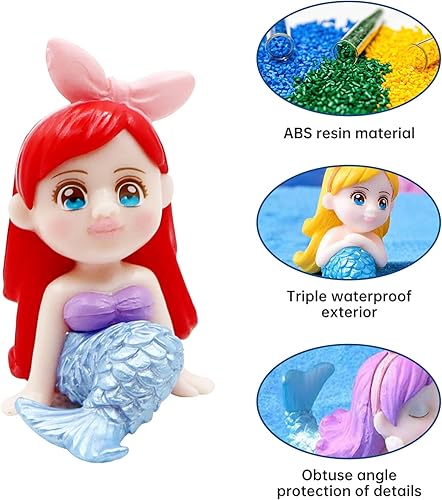 Miniatura 4 de VEADOOLLY 4 piezas de decoraciones de pecera de sirena, grandes decoraciones de acuario, accesorios interesantes para peceras, figuras de sirena en