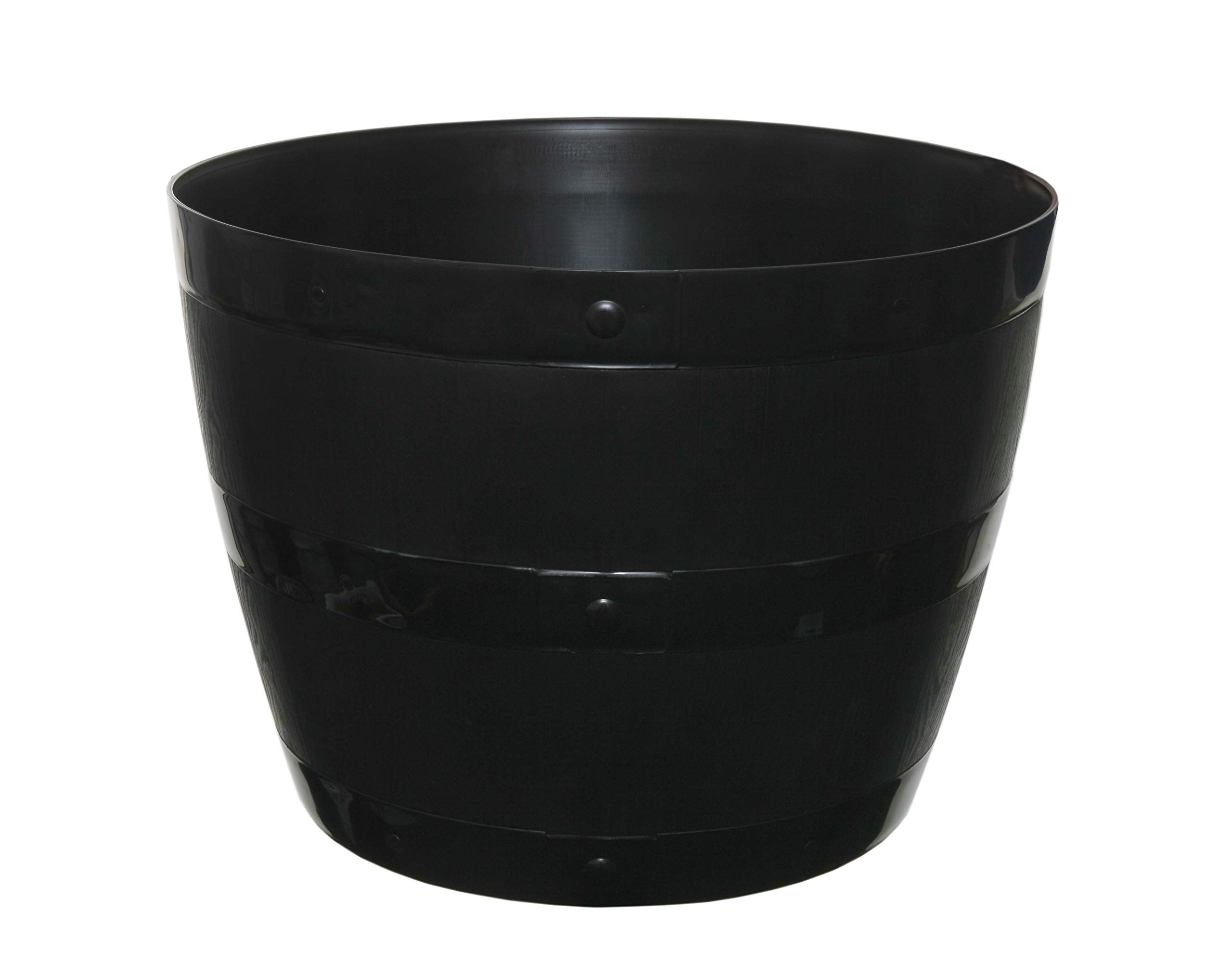 GBS Large Black Barrel Planter Pot Round Indoor Outdoor Ideal For Cultivation of Vegetables,Flowers,Herbs,Mint,Orchid & Plants Garden Plastic Tub (34cm & 55cm) (50cm)