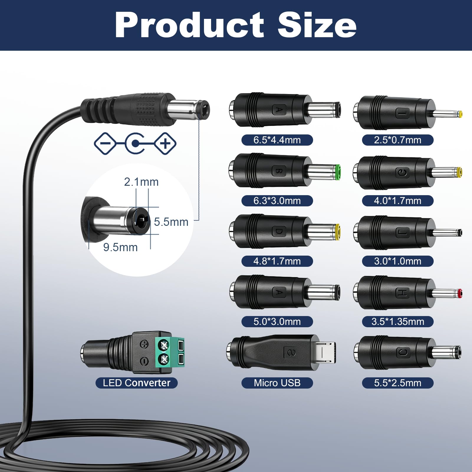 Uniwersalny zasilacz 12V 3A 36W AC-DC 100-240V | Transformator zasilający z 11 wymiennymi złączami do taśm LED, routera, kamery CCTV, ekran komputera