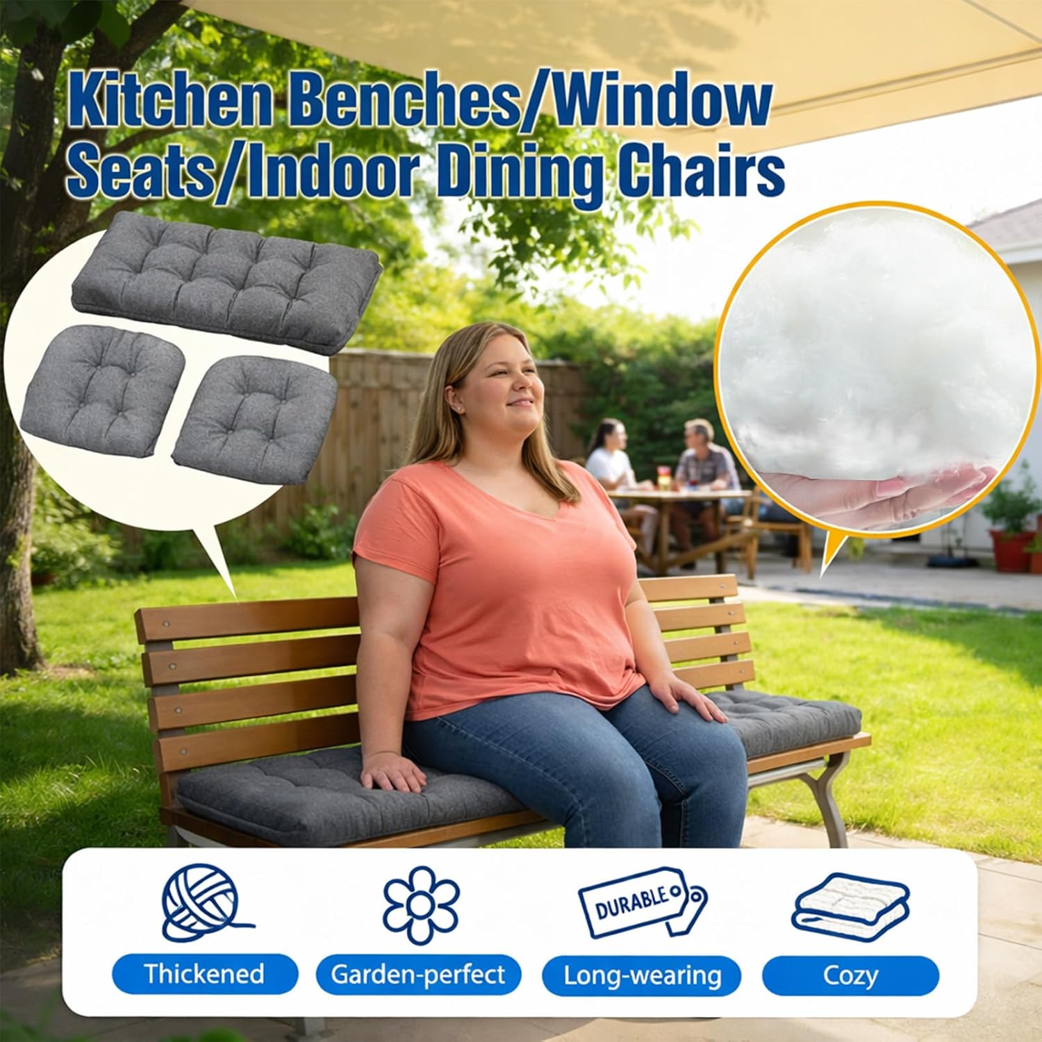 Wicker Chair Cushions for Outdoor Furniture Patio Loveseat Cushions Window Seat 19x19 Floor