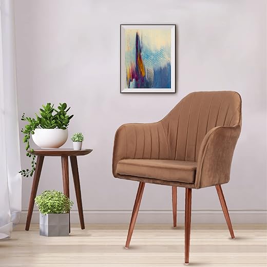Plush Velvet Dining Chair - Light Brown