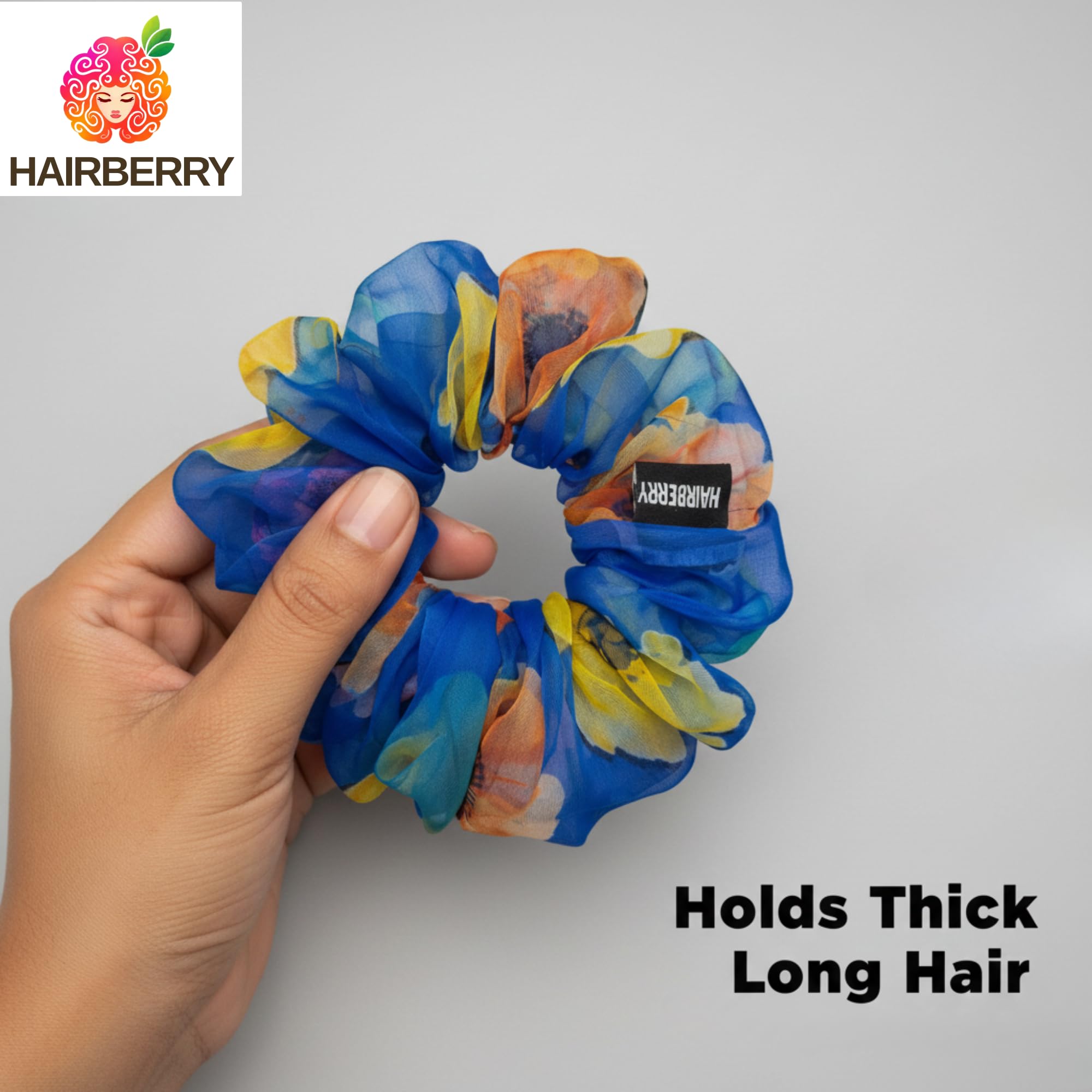HAIRBERRY Handmade Hair Scrunchies for Women and Girls, Trendy & Comfortable Hair Accessories, Gift for Her, Hair Ties (Blue) 4