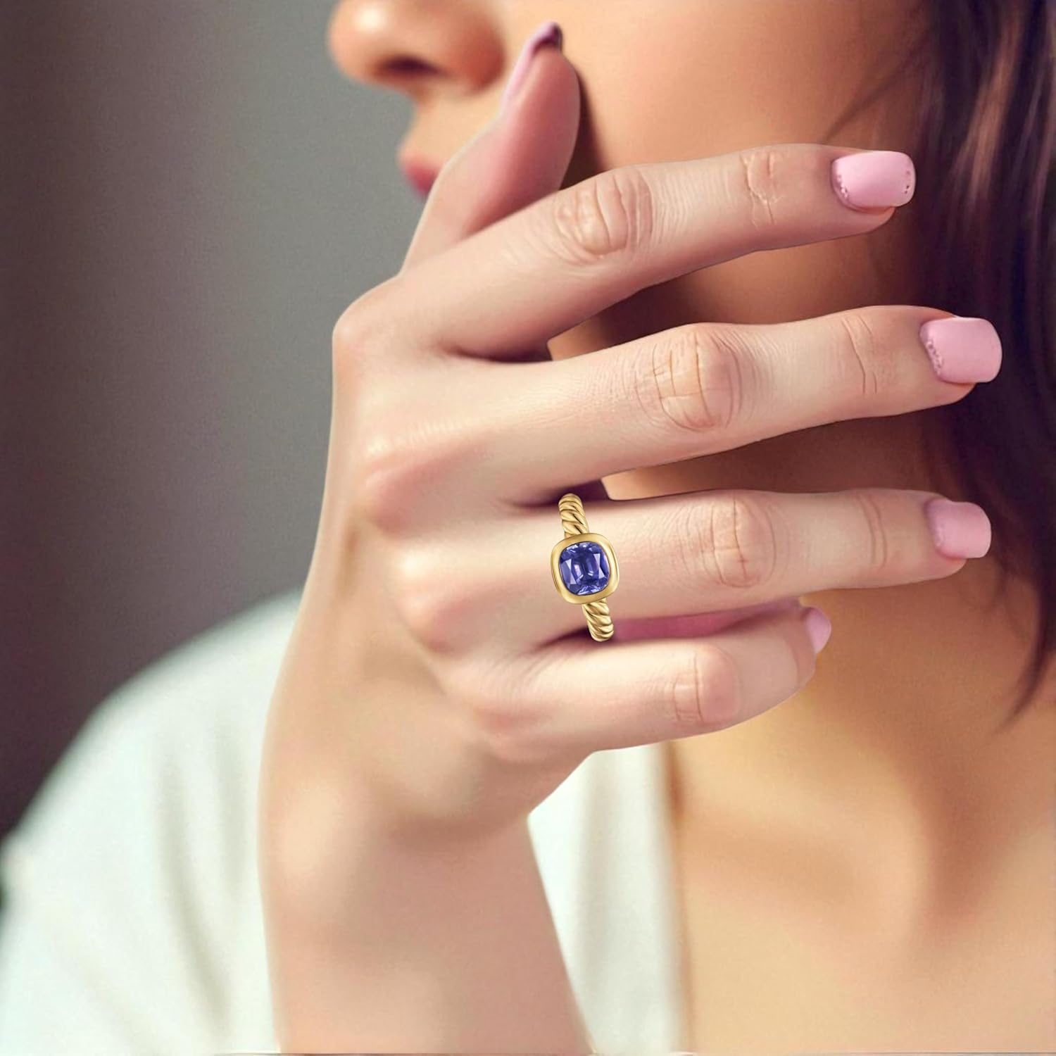 London Blue Topaz Solitaire Ring – 925 Sterling Silver, Gold Plated, Handmade Jewelry – Elegant Gift for Women & Girls – Anniversary, Birthday & Valentine's Day Special