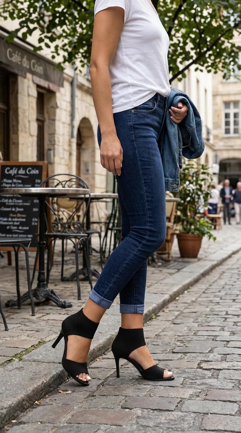 Peep-Toe-Absätze für Damen, sexy, 9.4 cm, Stiletto-High Heels für Damen, elegant, Slipper, bequem, breit, dehnbar, Strick, offener Zehenbereich, schwarze Absätze, Sandalen für Abschlussball