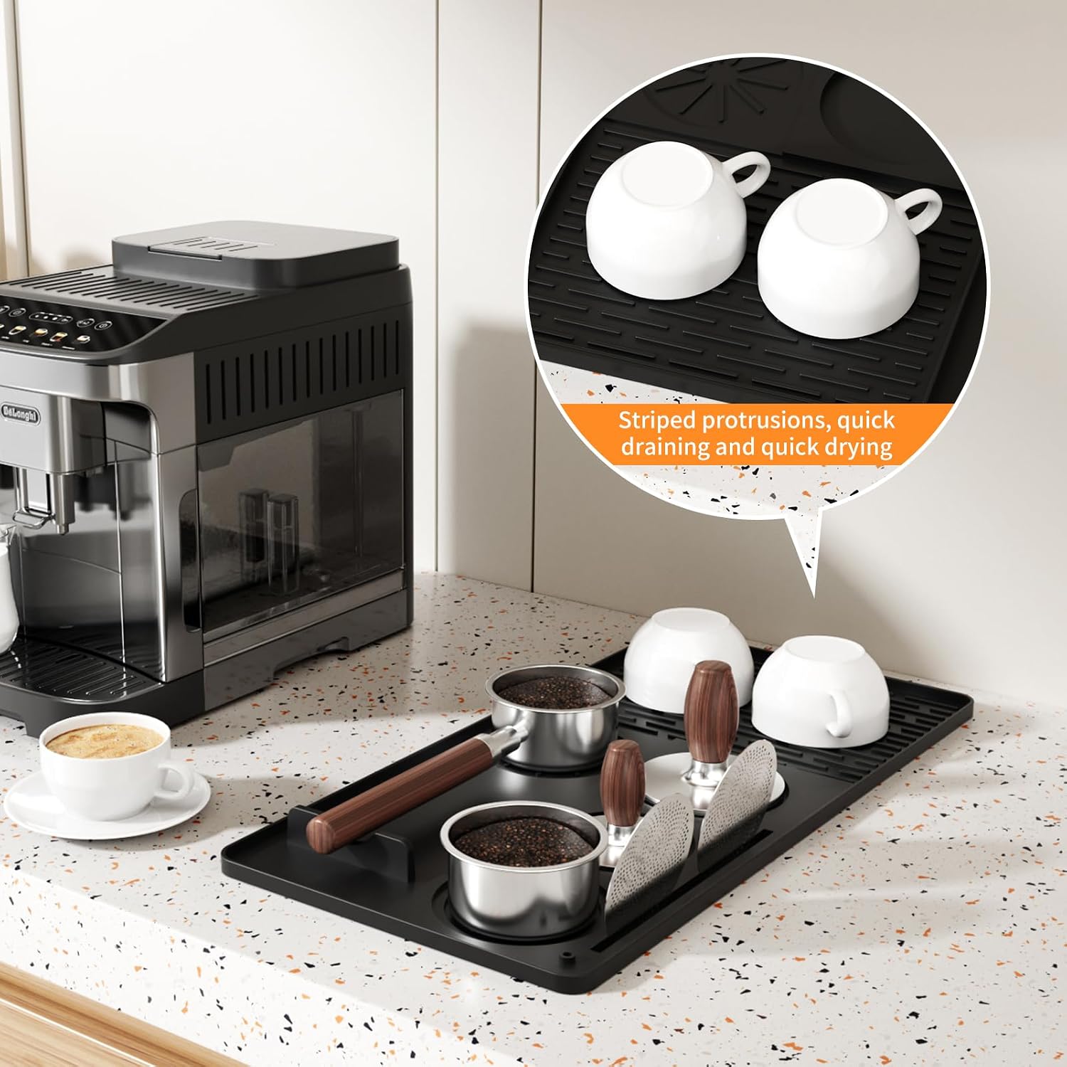 Silicone Coffee Mat 24''x16'',Fits Under Coffee Maker